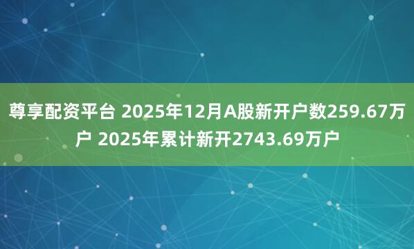 尊享配资平台 2025年12月A股新开户数259.67万户 2025年累计新开2743.69万户
